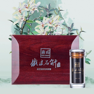 森山鐵皮石斛靈芝西洋參浸膏水晶杯木盒裝200ML